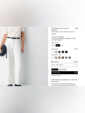 Aritzia White Effortless Curve-Fit Dress Pants